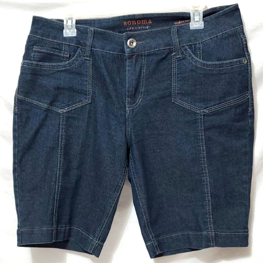 Sonoma Women's Size 12 Denim Shorts - Dark Blue